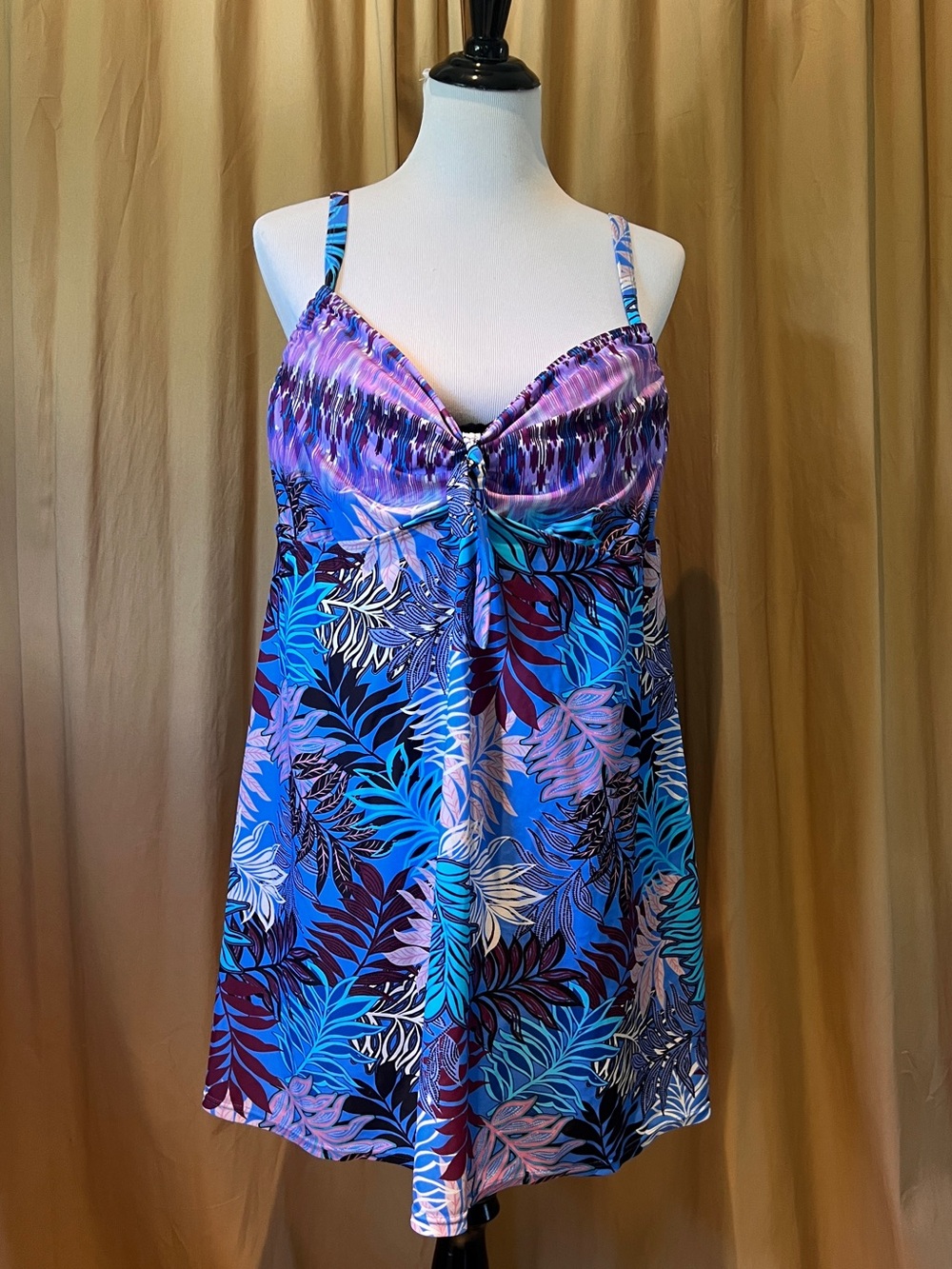 Swimsuits For All Blue & Purple Tropical One Piece Coverup